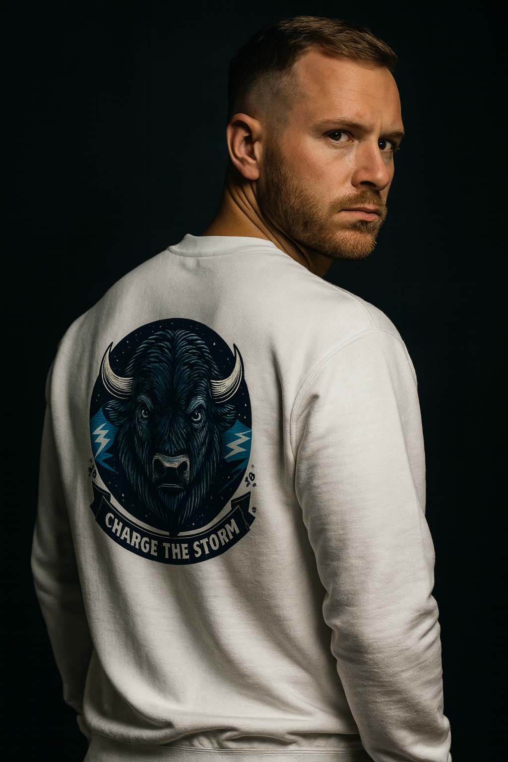HOODIE "CHARGING BISON" WHITE