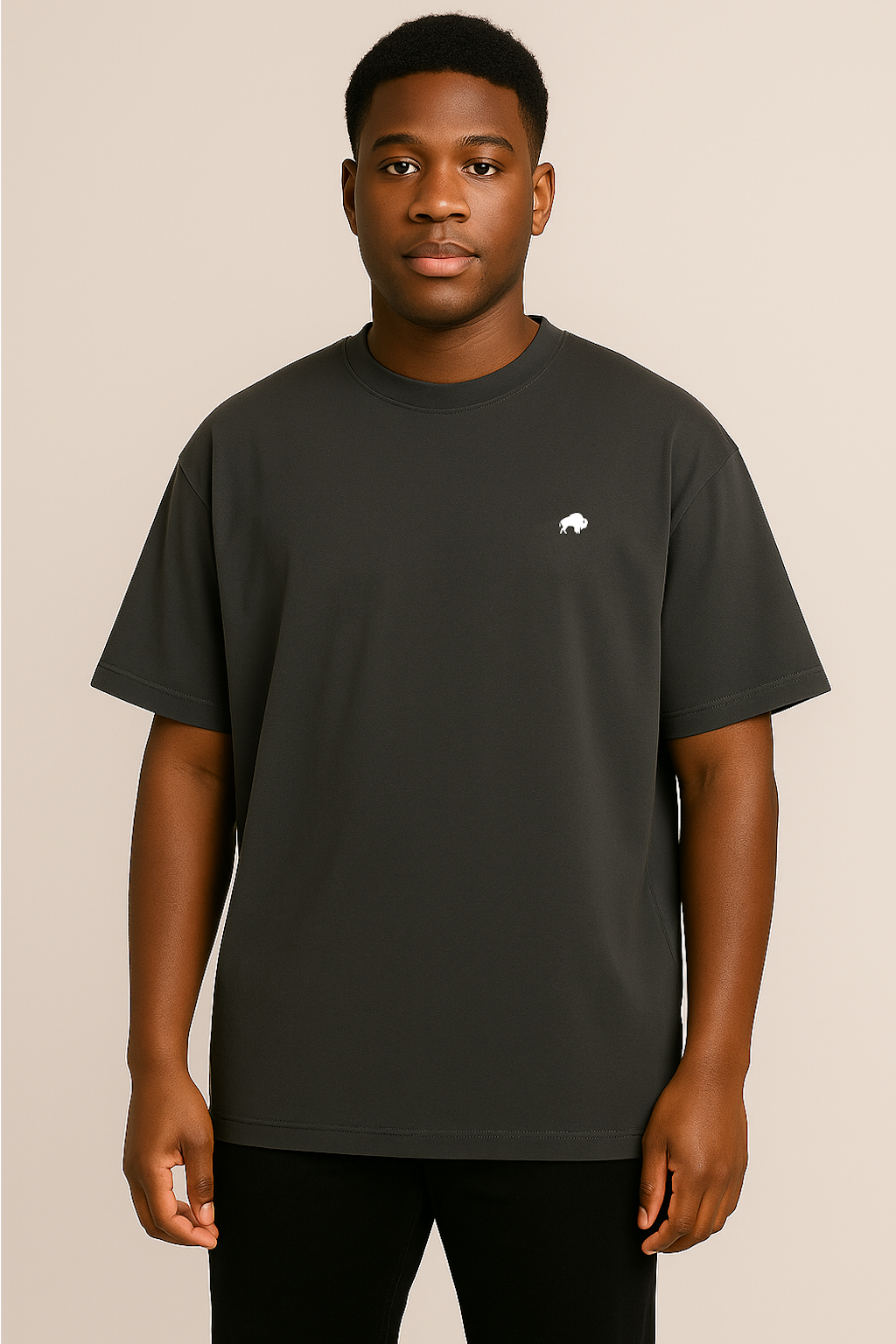 OVERSIZED T-SHIRT "BISON'S RESILIENCE" FADED BLACK