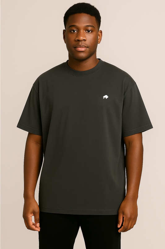 OVERSIZED T-SHIRT "BISON'S RESILIENCE" FADED BLACK