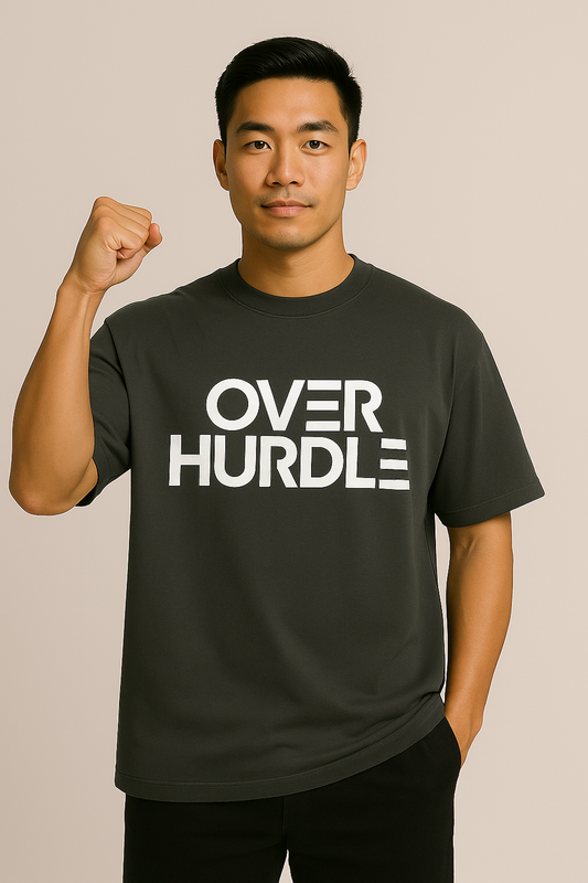 OVERSIZED T-SHIRT "OVERHURDLE" FADED BLACK
